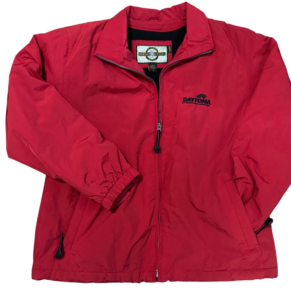 North End Daytona International Speedway Jacket L Red Fleece Lined Windbreaker